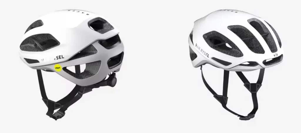 Van Rysel RCR MIPS: review tras 3 meses usándolo a diario 3 Casco Van Rysel RCR MIPS en color blanco visto de perfil, mostrando ventilación superior y diseño ligero ideal para rutas en clima cálido.
